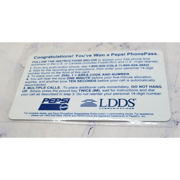 Pepsi Penguins Pepsi PhonePass 1994 Winter Holiday Contest Promo Phone Card - Picture 4 of 4